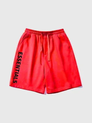 Fear of God Essentials Logo Shorts Red