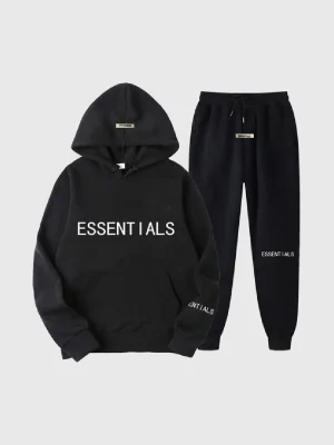 Essentials Spring Hooded Tracksuit Black