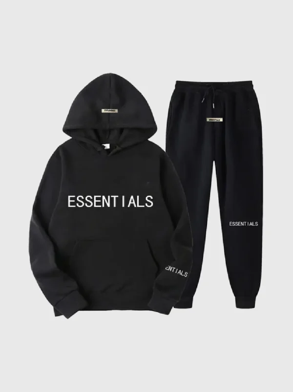 Essentials Spring Hooded Tracksuit Black